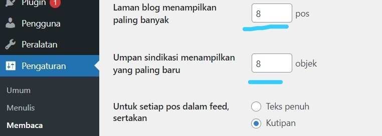 Cara Mengatur Jumlah Artikel di Homepage WordPress