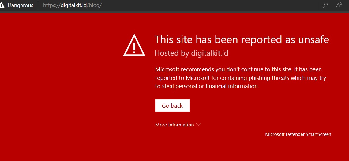Cara Mengatasi Domain Web Dianggap Spam/Pishing Oleh Browser Edge
