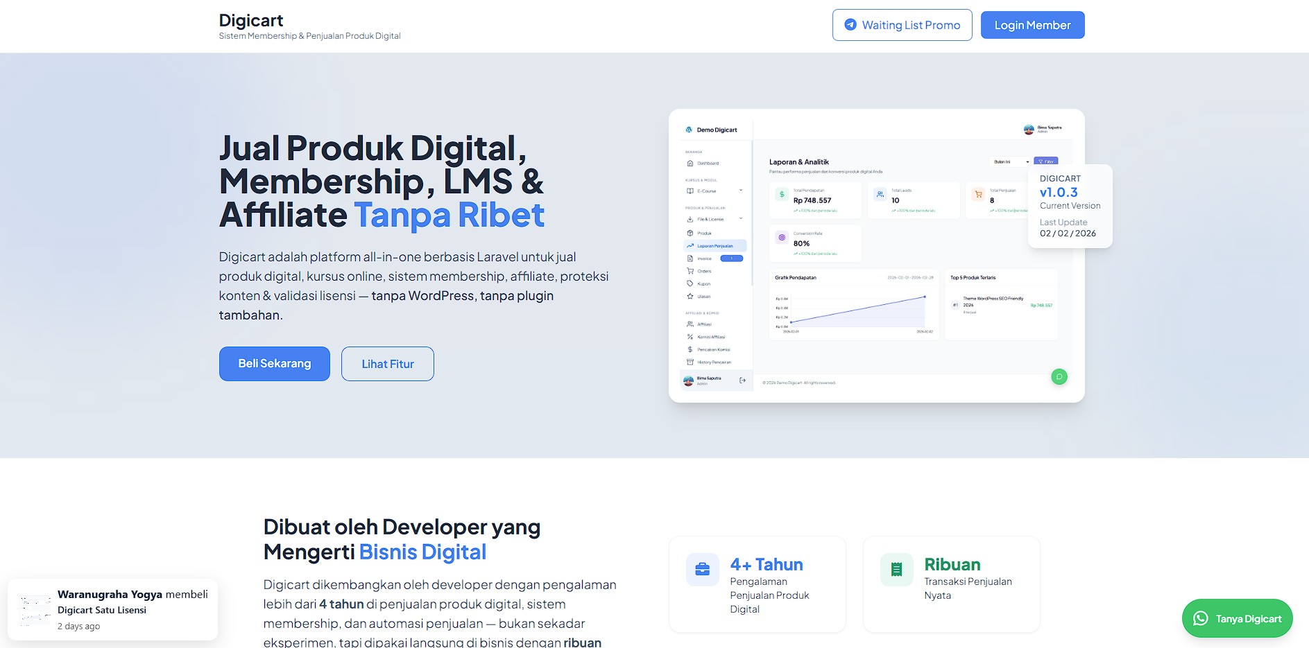 sistem membership produk digital digicart